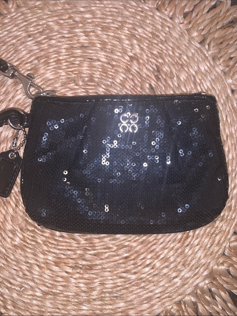 Coach Black Sequin Wristlet with coach hangtag party bag! - Picture 3 of 7